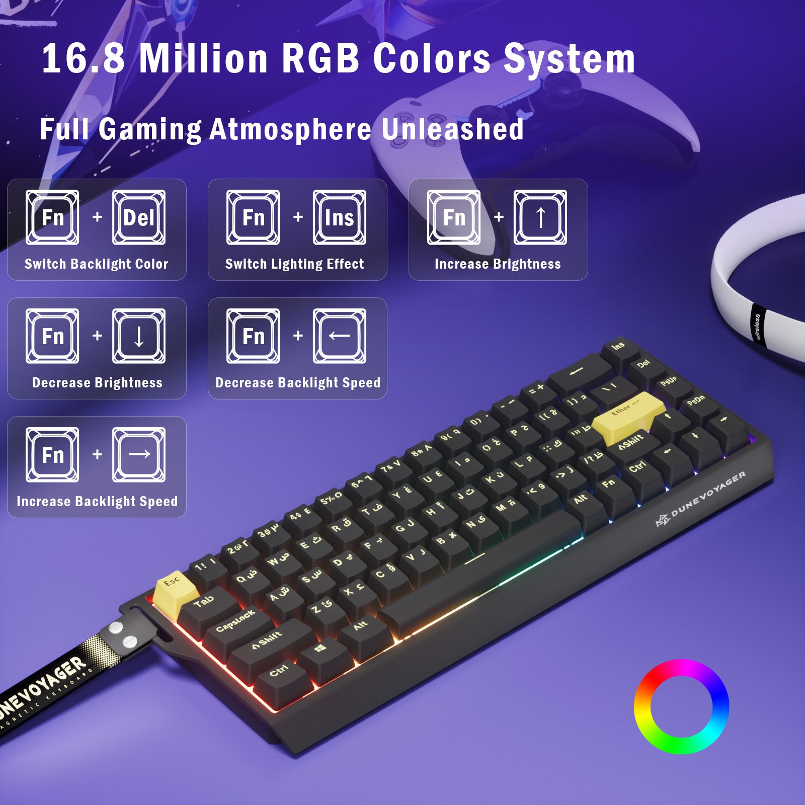 COER 68C Magnetic Gaming Keyboard, 65% 68-Key, Adjustable Actuation, 8K Polling, RGB, PS5/PC