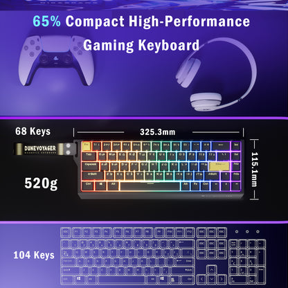 COER 68C Magnetic Gaming Keyboard, 65% 68-Key, Adjustable Actuation, 8K Polling, RGB, PS5/PC